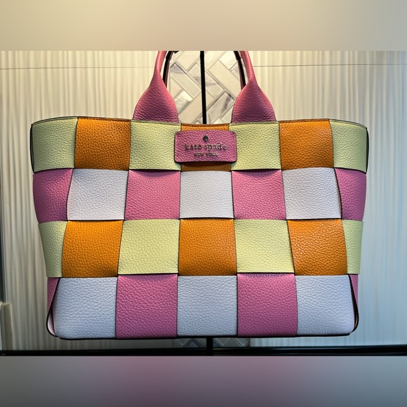 NEW Kate Spade Basket Woven Leather Tote with Dust Bag - Picture 7 of 16